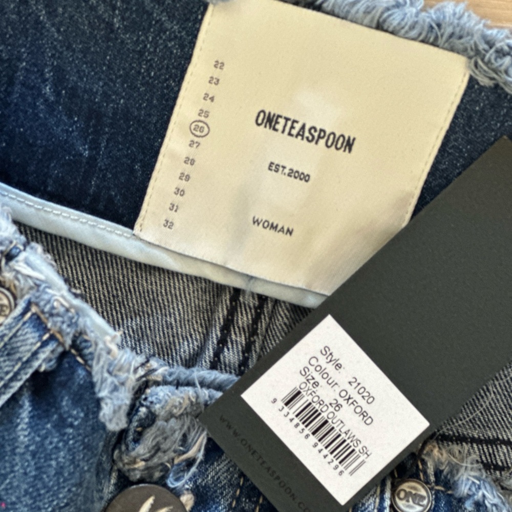One Teaspoon Oxford Blue Frayed Jean Shorts - Picture 2 of 3